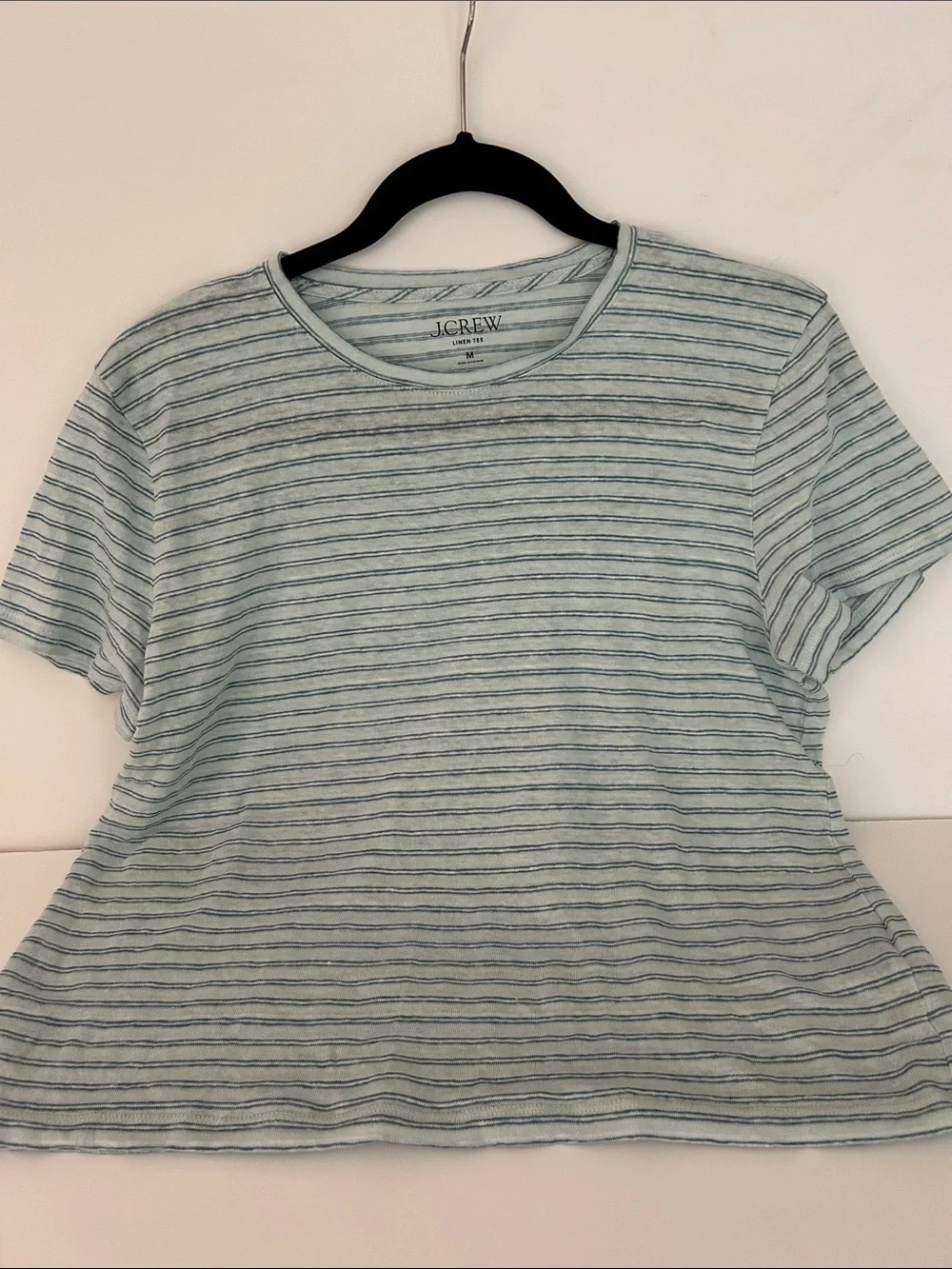 J. Crew Light Blue and White Striped Short Sleeve Tee